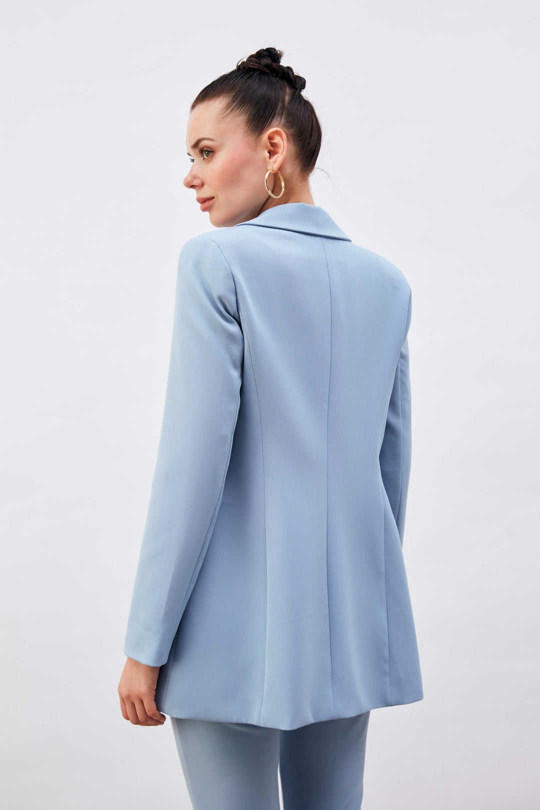 Sateen Veste Classique à Col Mono - bebe Bleu