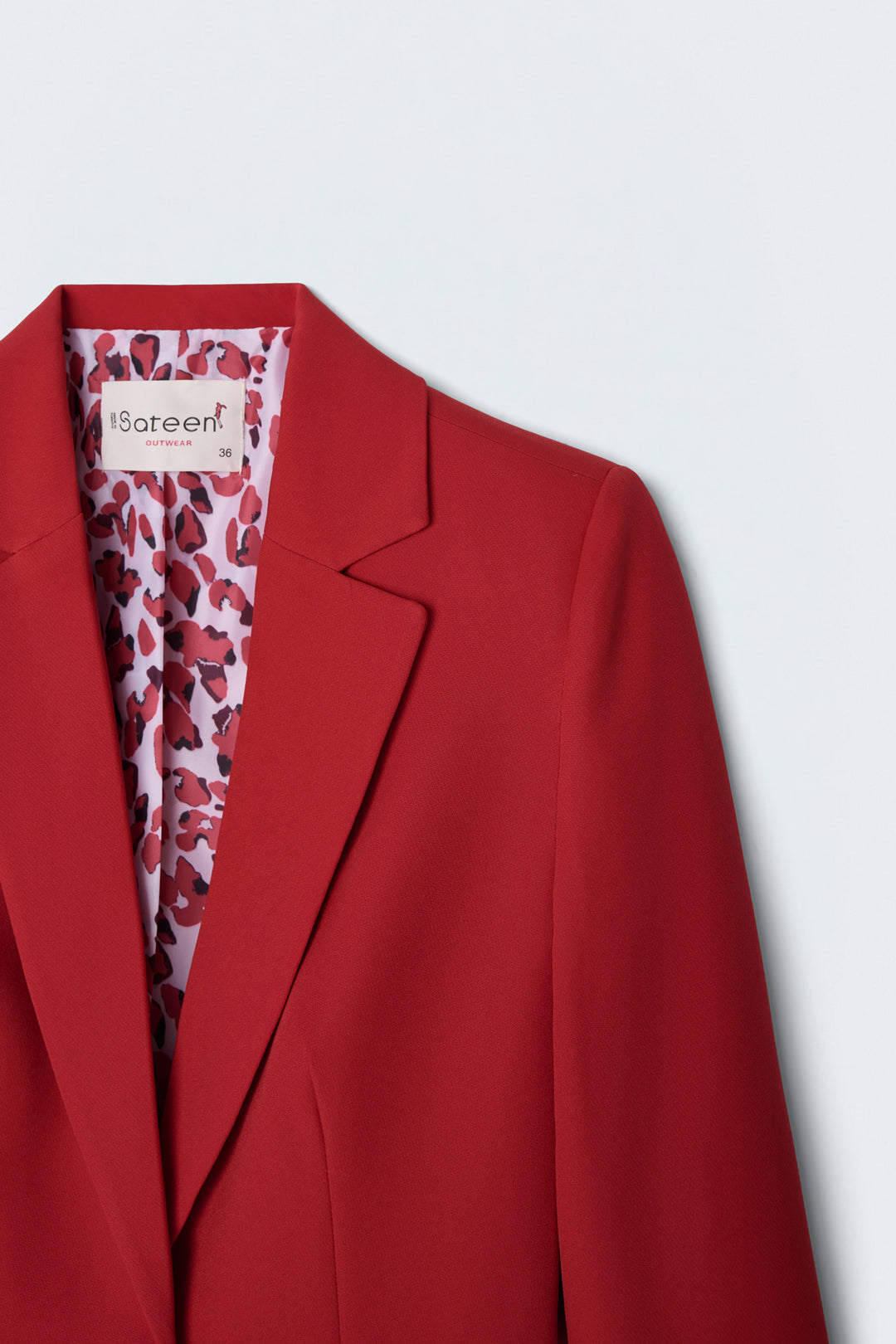 Sateen Veste classique à col mono - Rouge