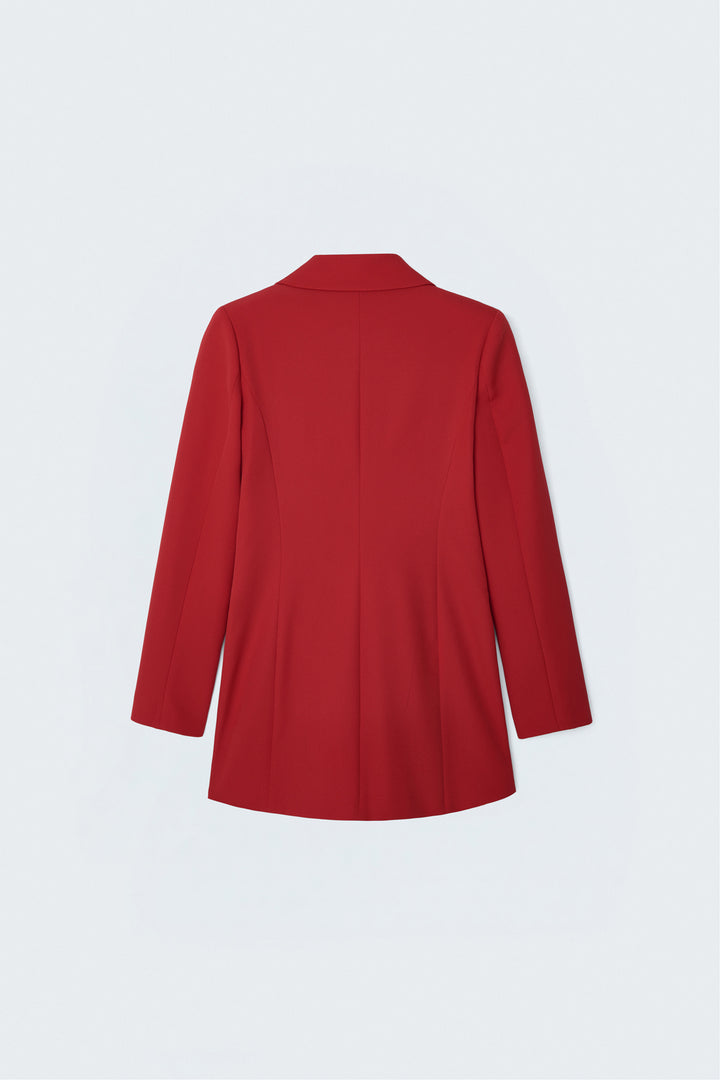 Sateen Veste classique à col mono - Rouge