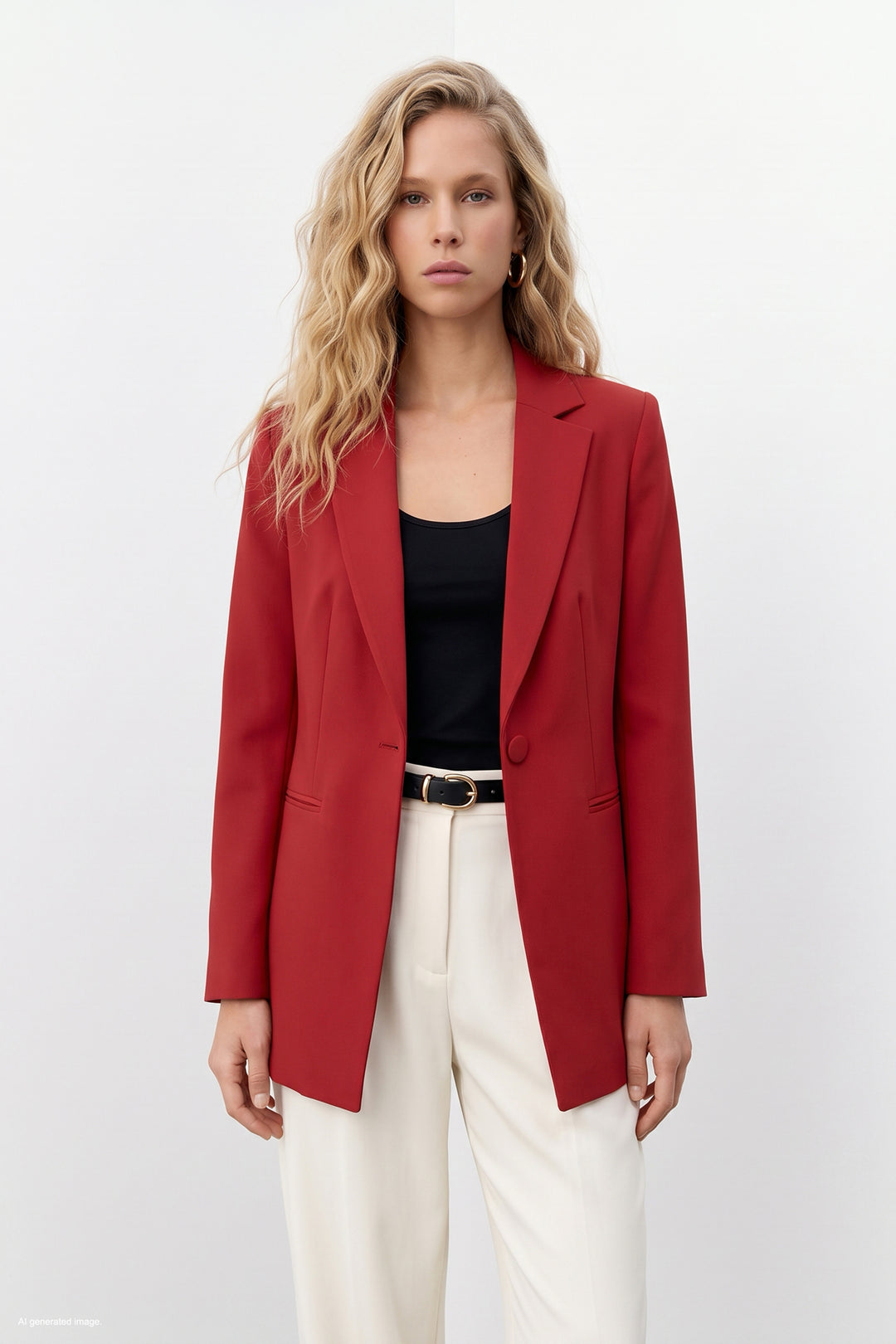 Sateen Veste classique à col mono - Rouge
