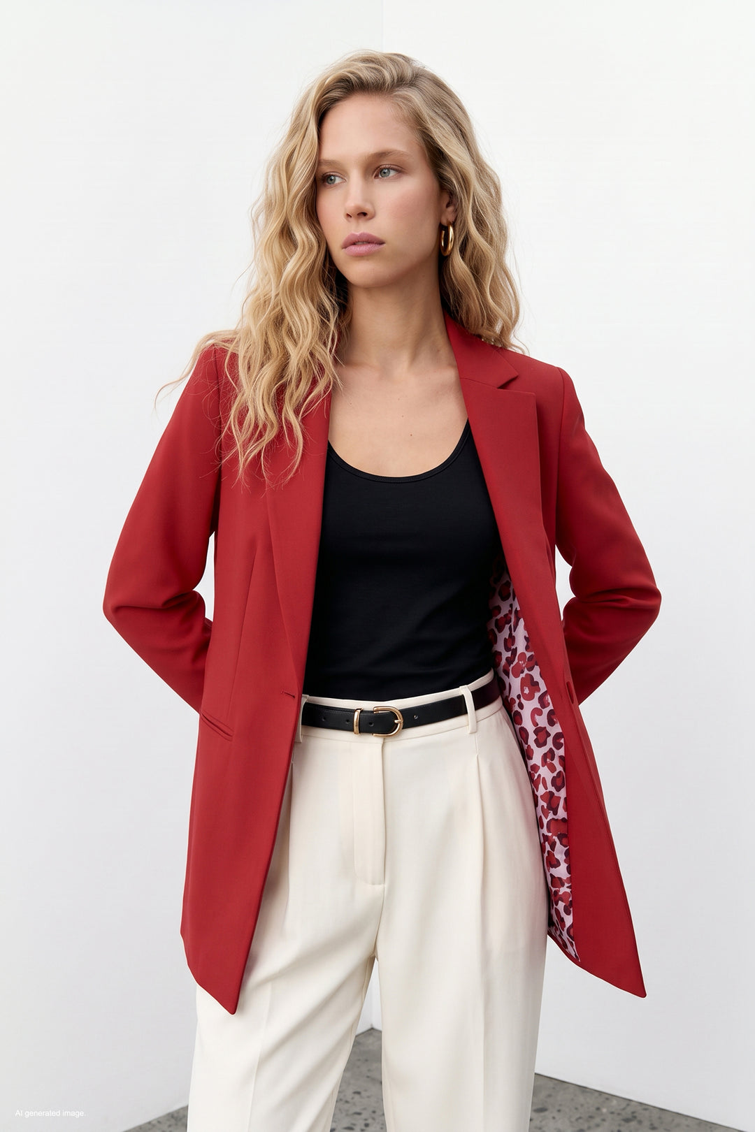 Sateen Veste classique à col mono - Rouge