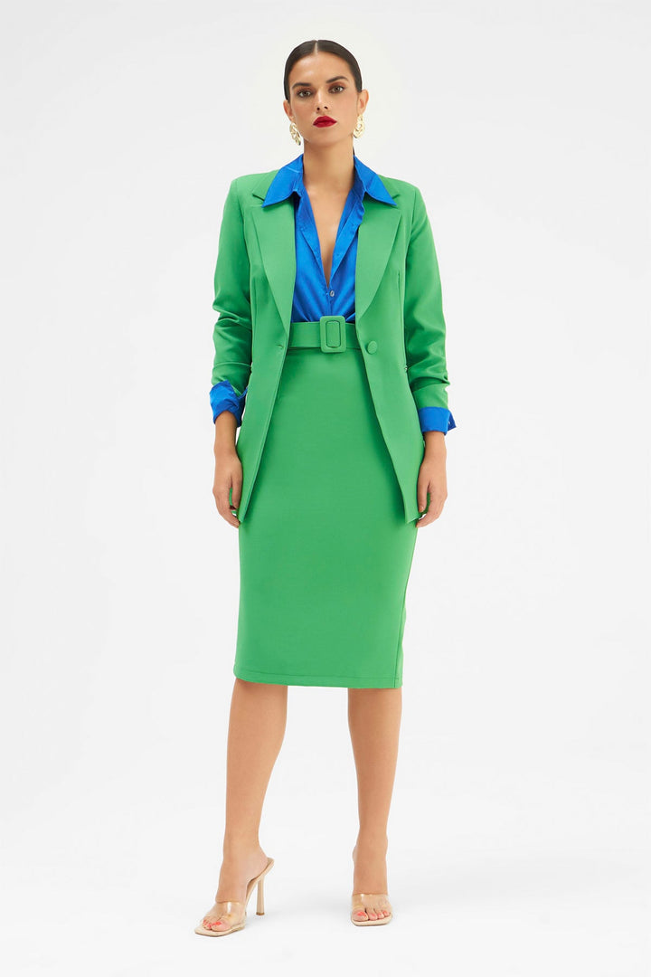 Sateen Veste classique à col mono - Vert