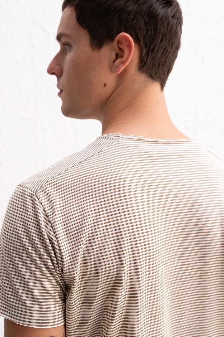 Giesto T-shirt marron à rayures avec détails de broderie - Marron