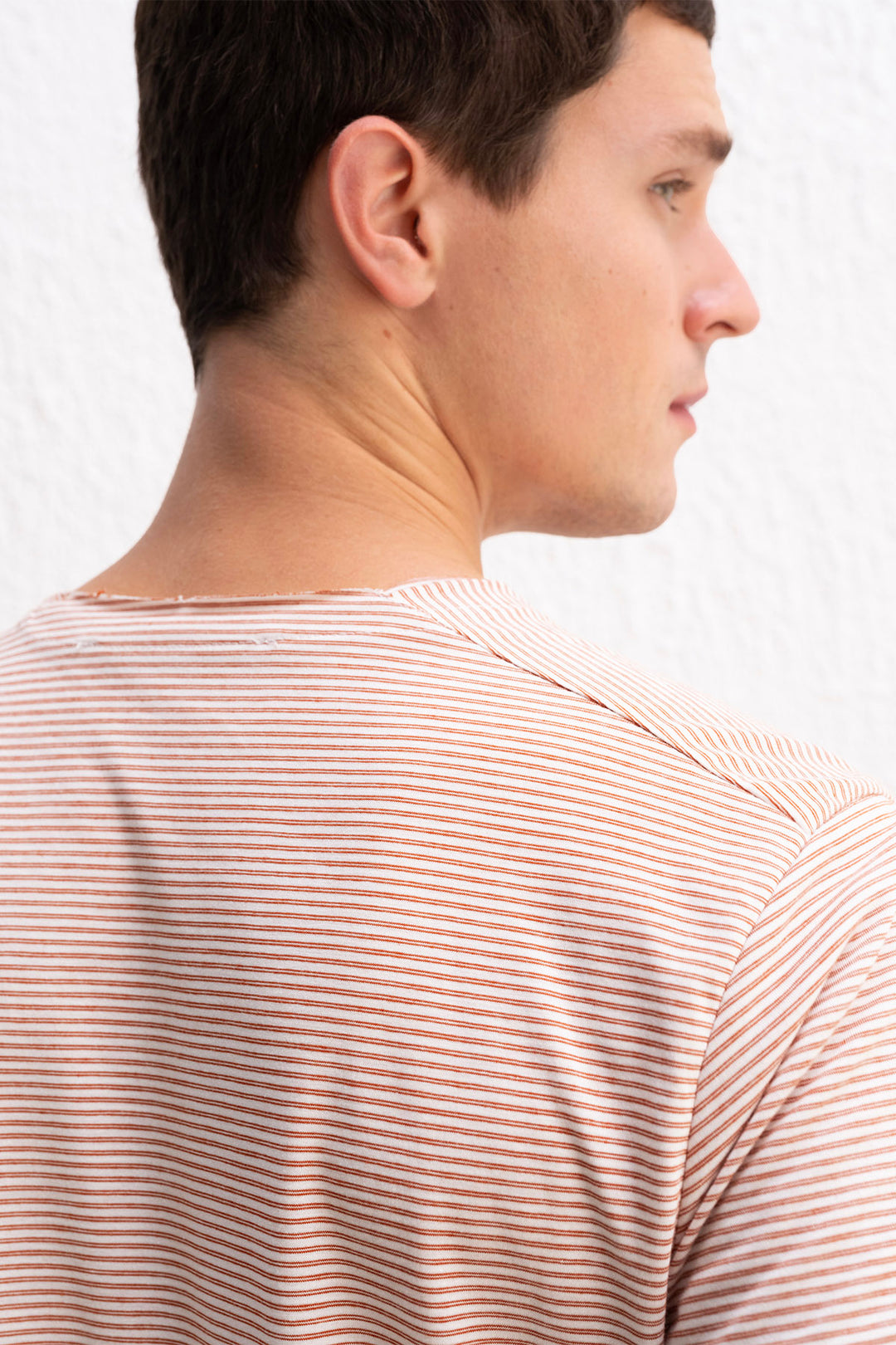 Giesto T-shirt terracotta à rayures avec détails de broderie - Brique