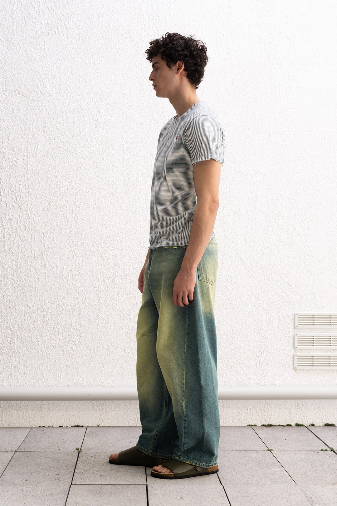 Giesto T-shirt vert à rayures avec détails de broderie - Vert