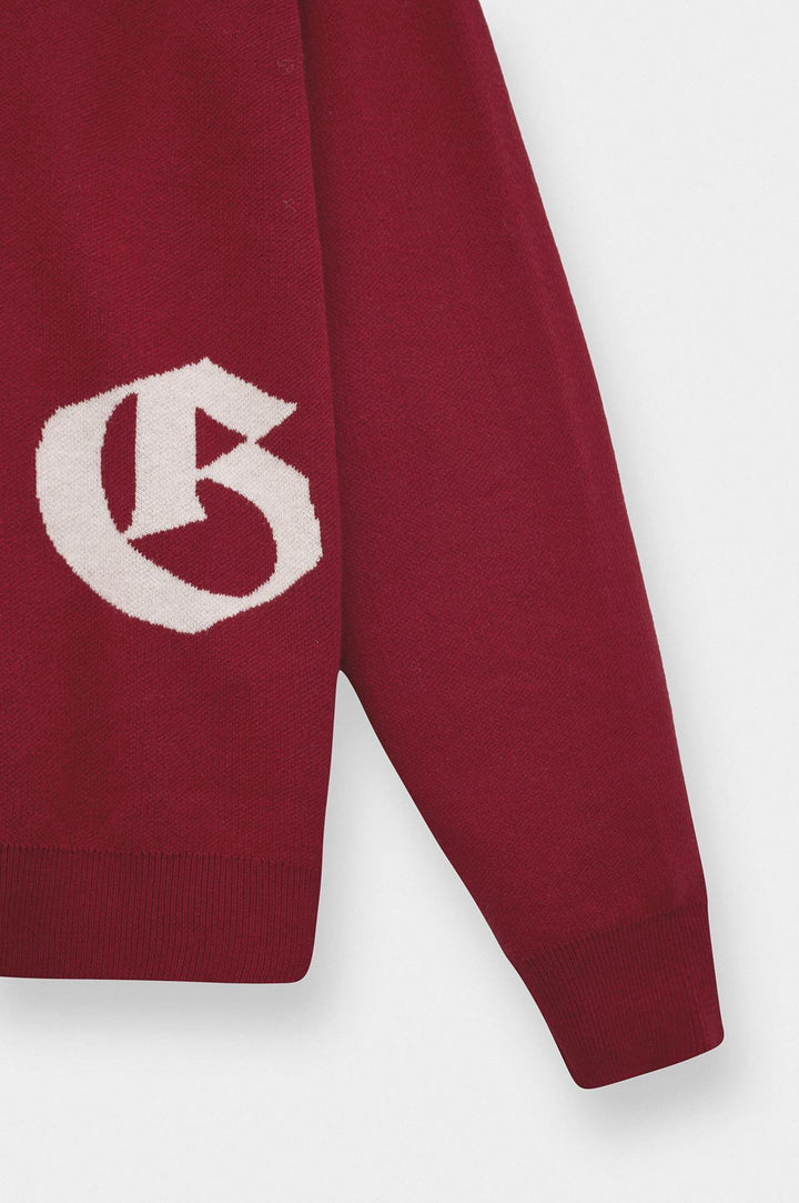 Giesto Gilet en tricot rouge avec détails brodés et boutons - Rouge