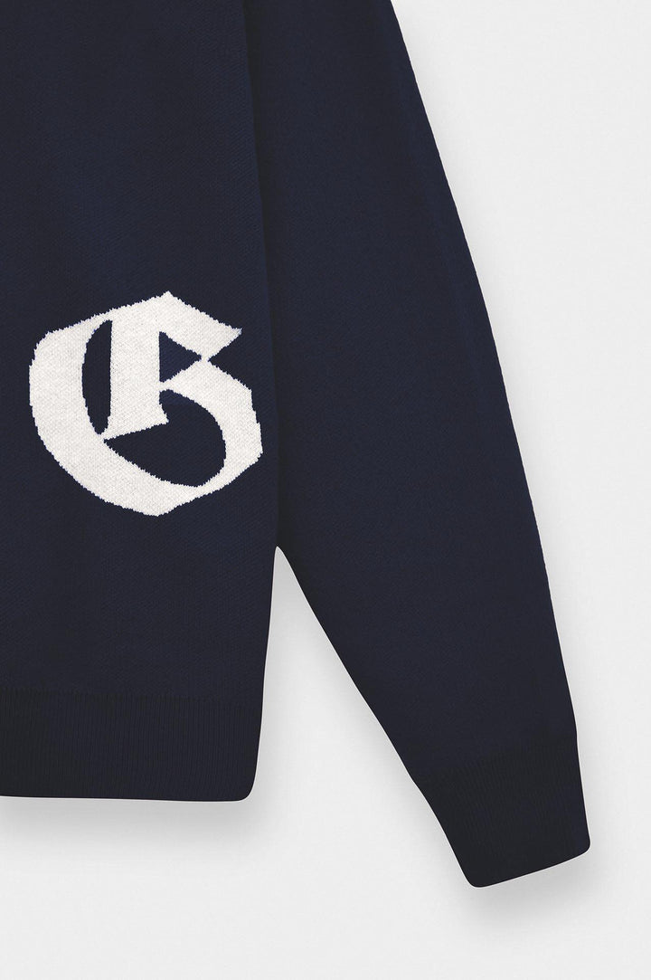 Giesto Gilet en tricot bleu marine avec détails brodés et boutons - Bleu marine