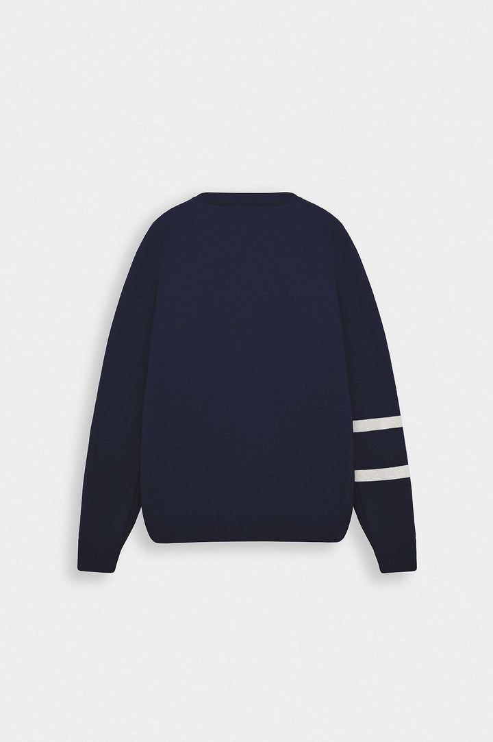 Giesto Gilet en tricot bleu marine avec détails brodés et boutons - Bleu marine
