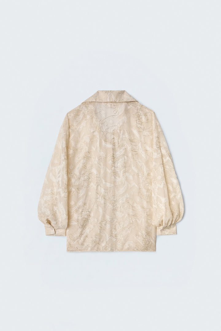 Sateen Chemise transparente avec détails brodés - Beige