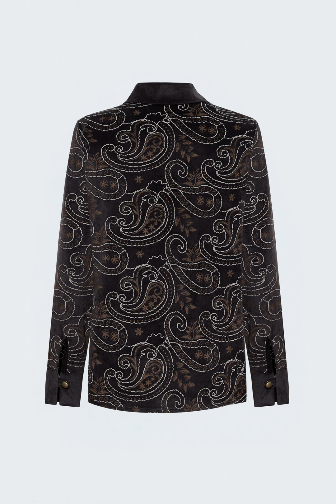 Sateen Chemise en Suède à Apparence Brodée - Marron foncé