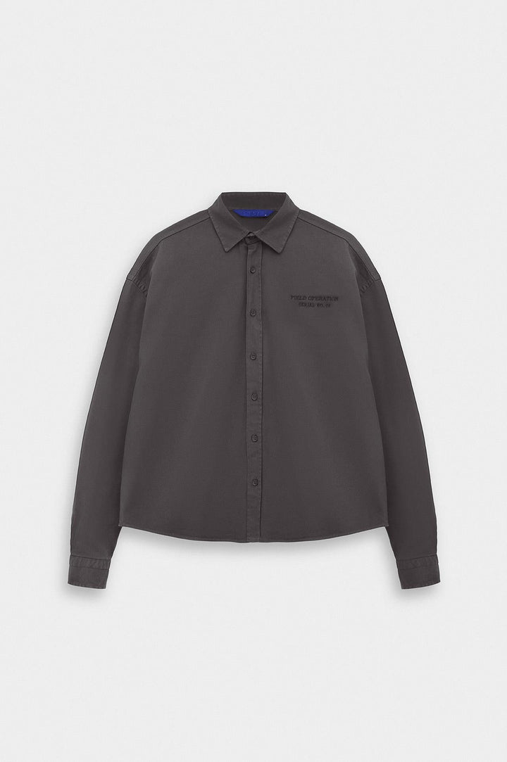 Giesto Chemise en gabardine anthracite brodée - Bordeaux