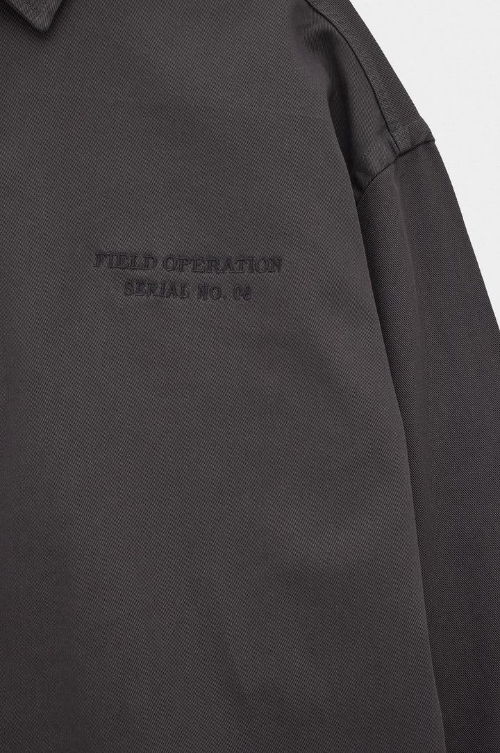 Giesto Chemise en gabardine anthracite brodée - Anthracite