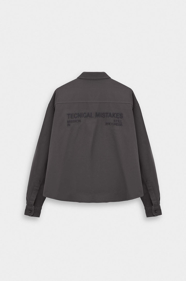 Giesto Chemise en gabardine anthracite brodée - Anthracite