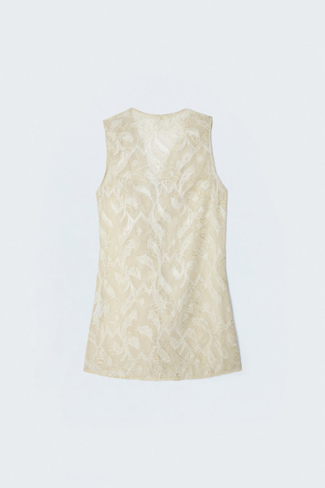 Sateen Blouse transparente avec détails en volants brodés - Beige