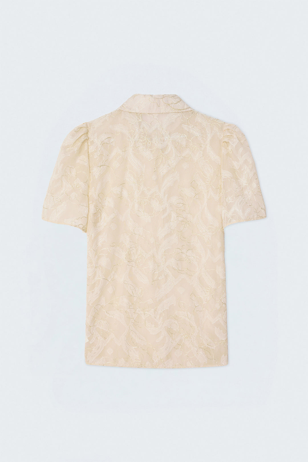 Sateen Chemise à Manches Courtes Brodée - Beige