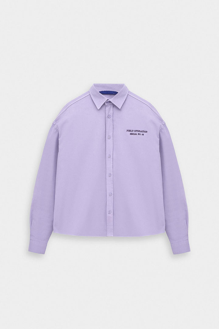 Giesto Chemise en gabardine lilas avec broderie - Lilas