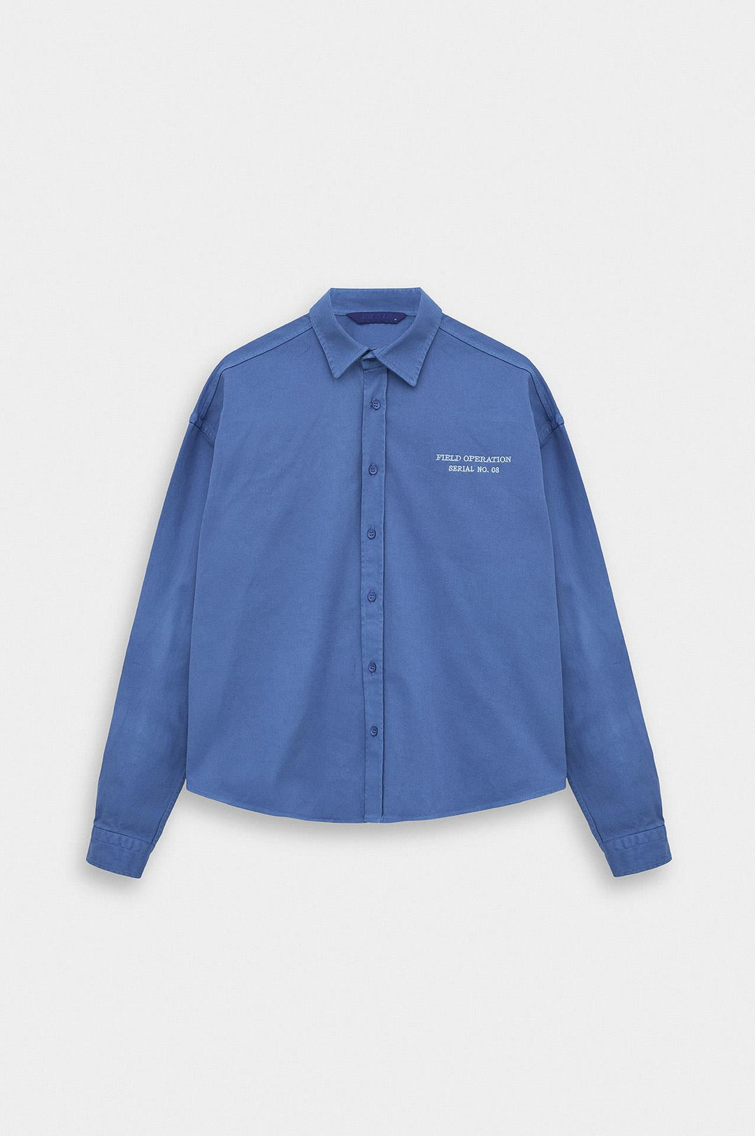 Giesto Chemise en Gabardine Bleue avec Broderie - Bleu
