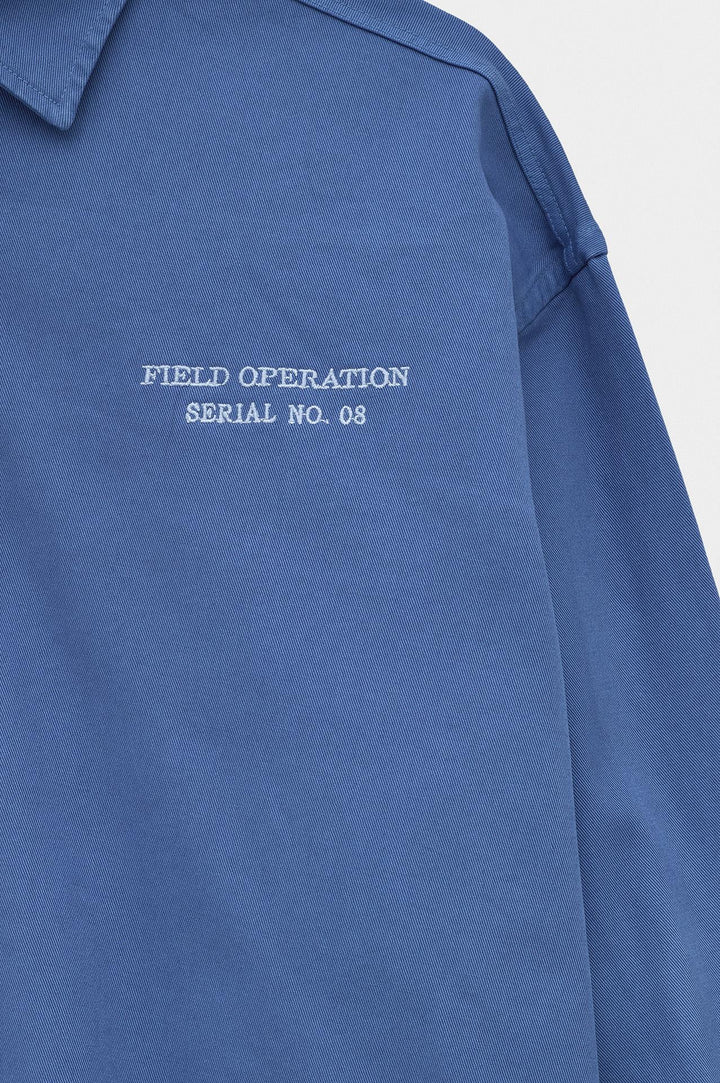 Giesto Chemise en Gabardine Bleue avec Broderie - Bleu