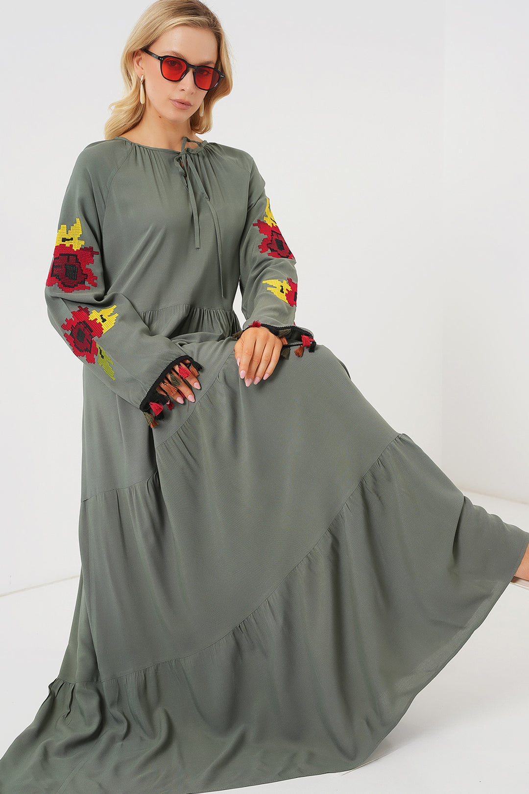 Bigdart Robe Longue Brodée 2534 - Kaki