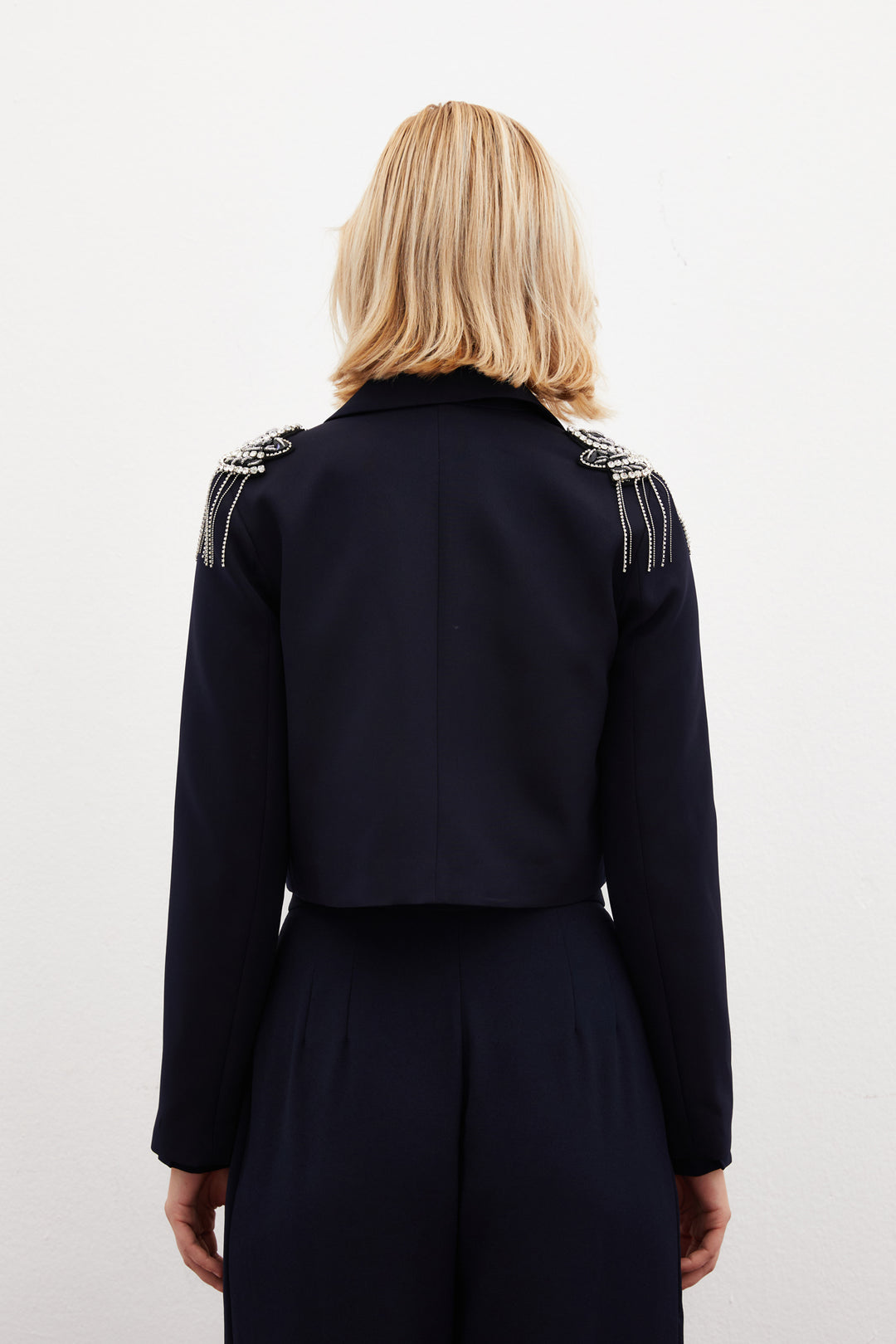 Sateen Veste courte avec accessoires d'épaule - Bleu marine