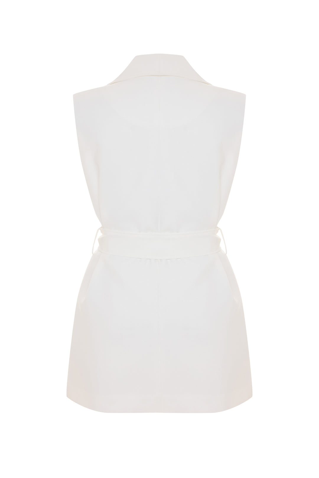 Sateen Gilet à ceinture avec accessoire d'épaule - Écru
