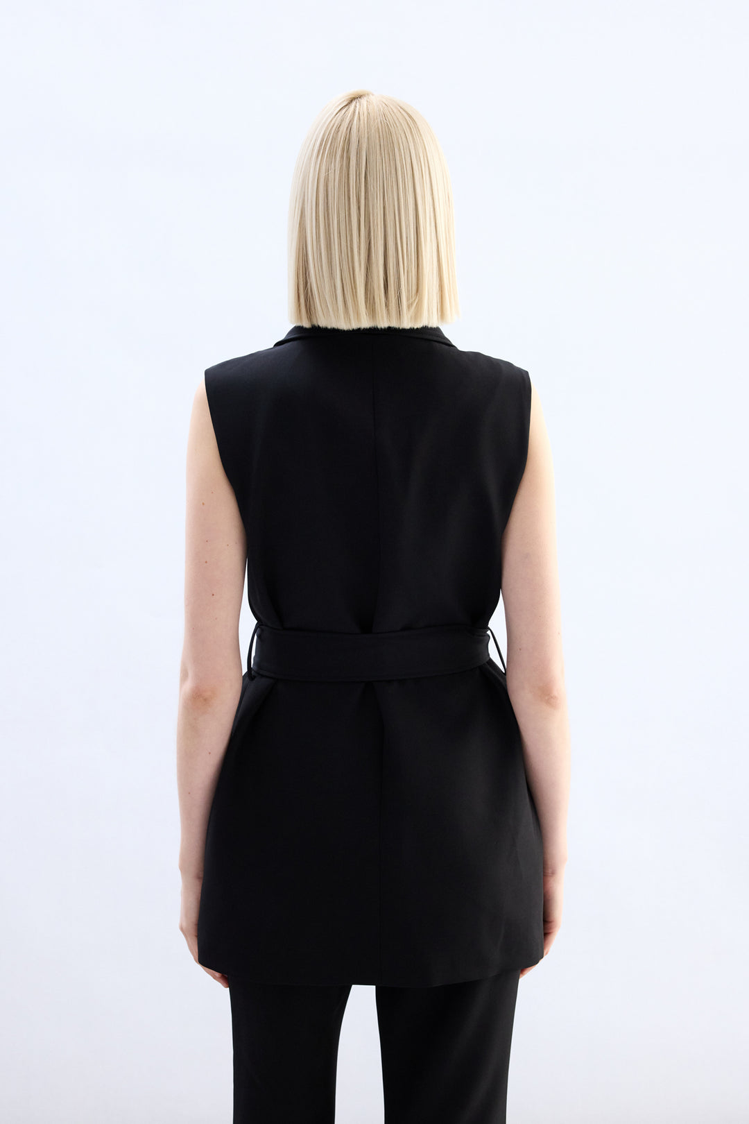 Sateen Gilet à ceinture avec accessoire d'épaule - Noir