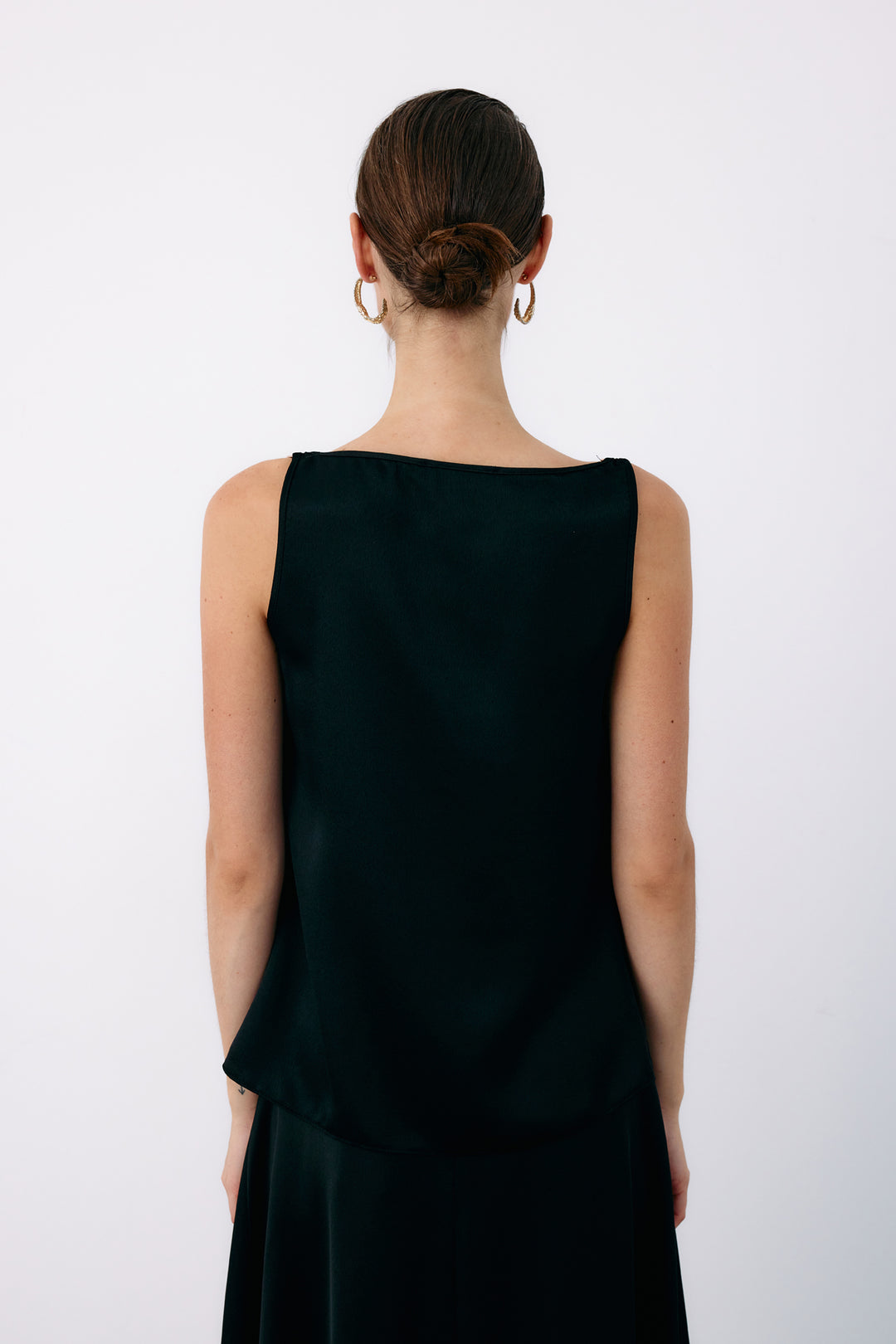 Sateen Blouse ample avec accessoire d'épaule - Noir