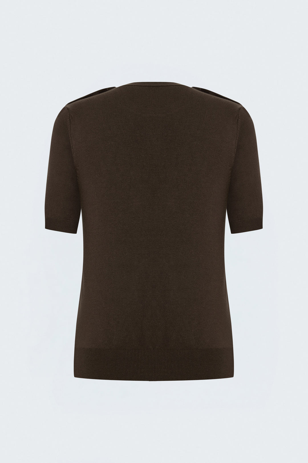 Sateen Pull à manches courtes à boutons aux épaules - Marron