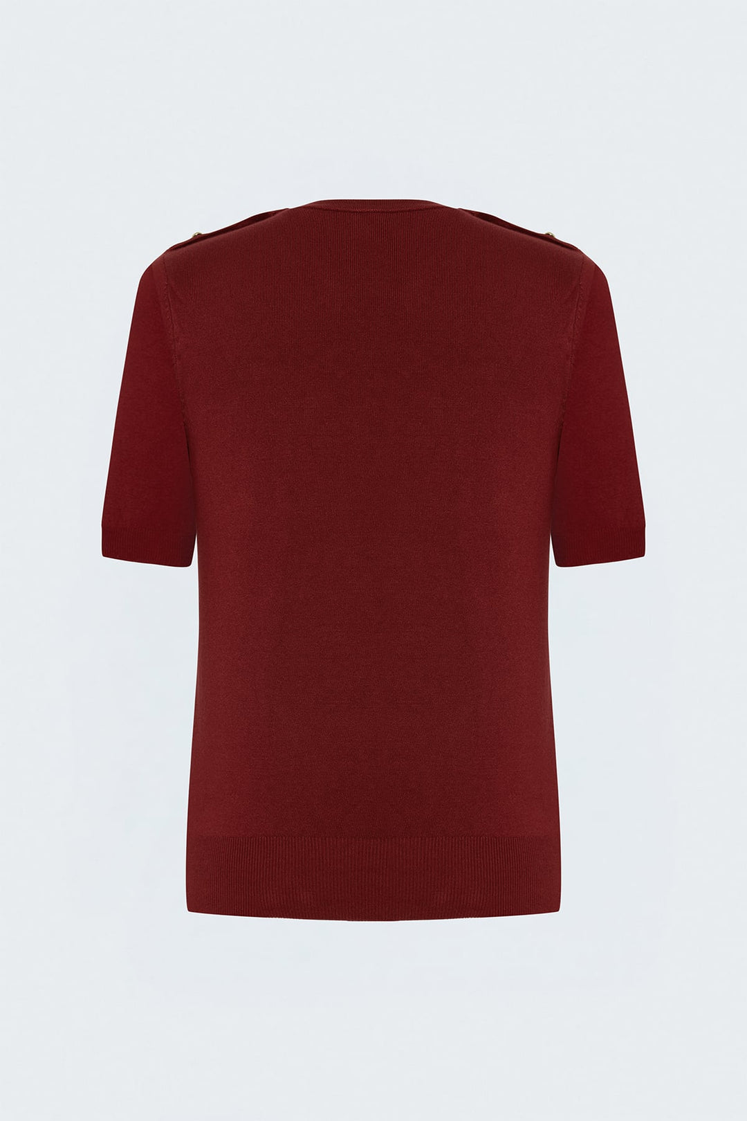 Sateen Tricot à manches courtes avec boutons aux épaules - Rouge