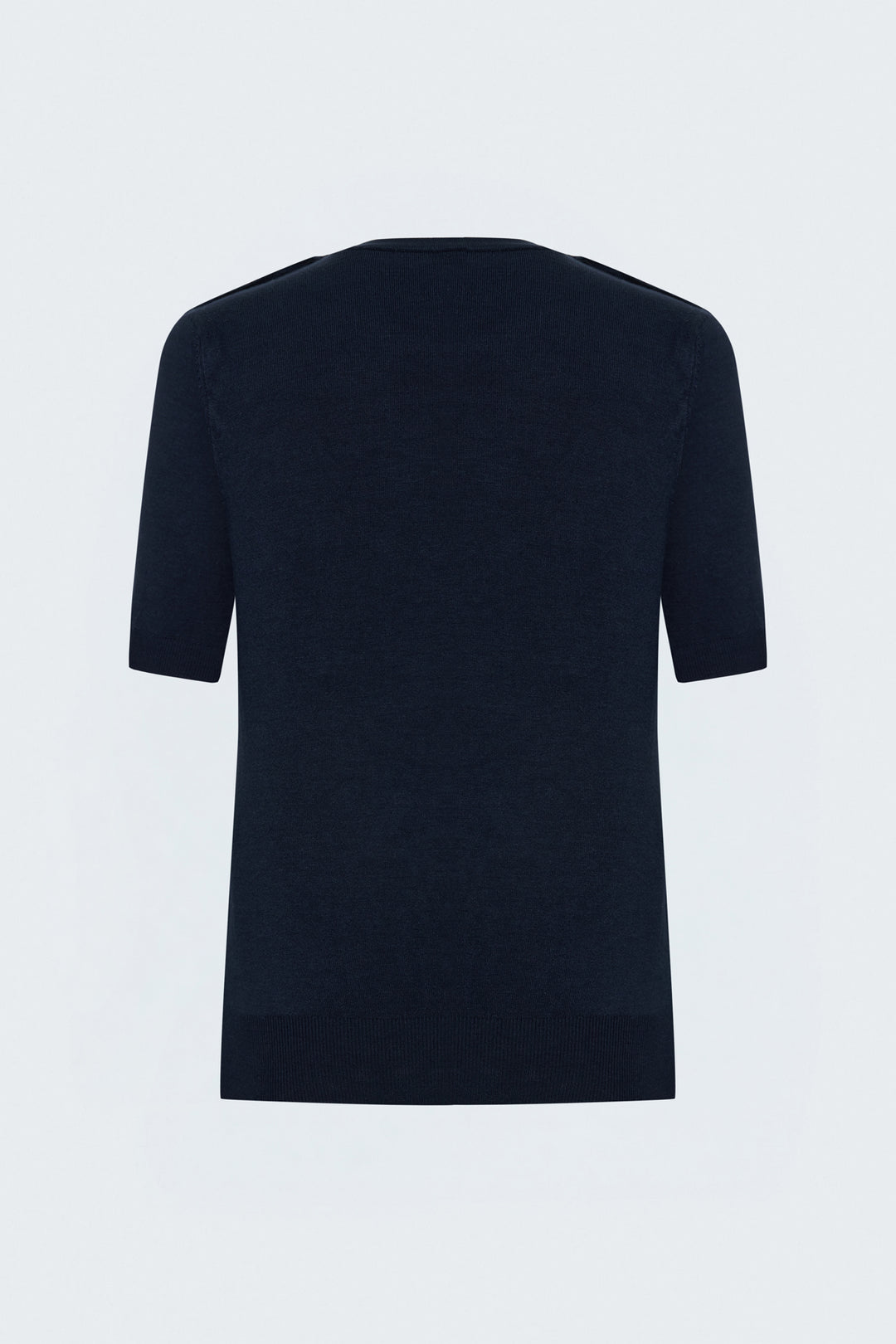 Sateen Tricot à manches courtes avec boutons aux épaules - Bleu marine