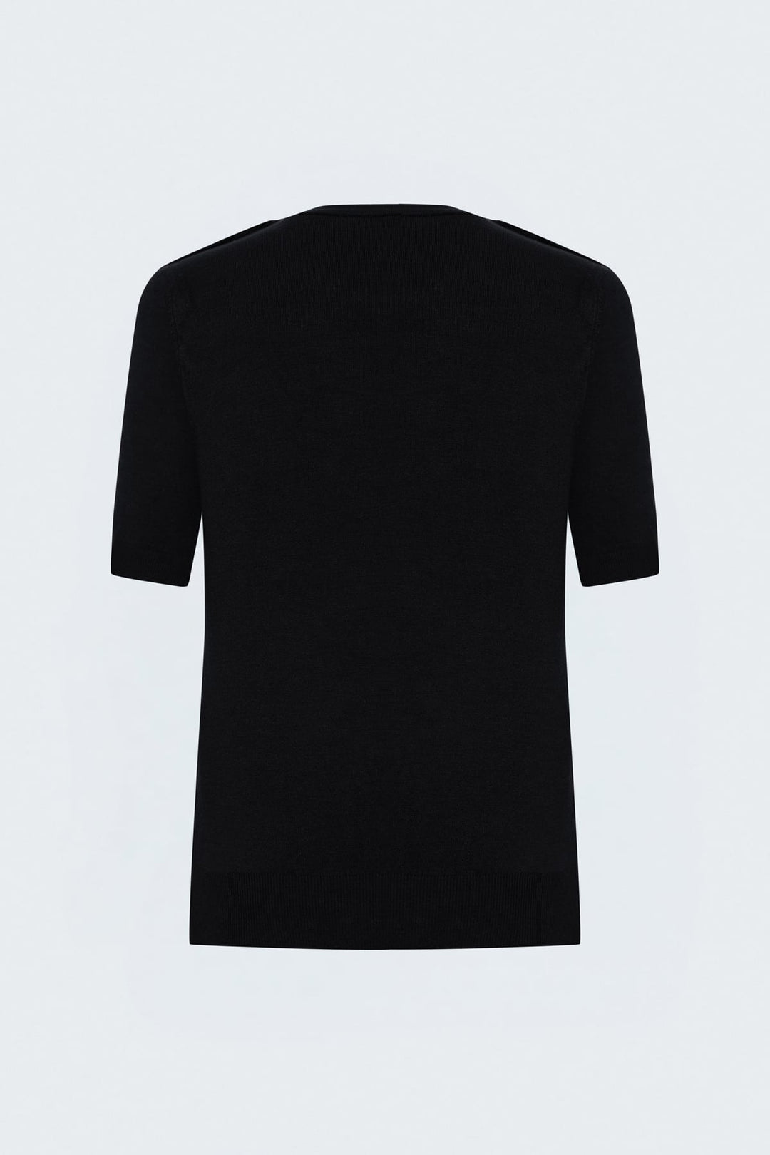 Sateen Pull à manches courtes à boutons aux épaules - Noir