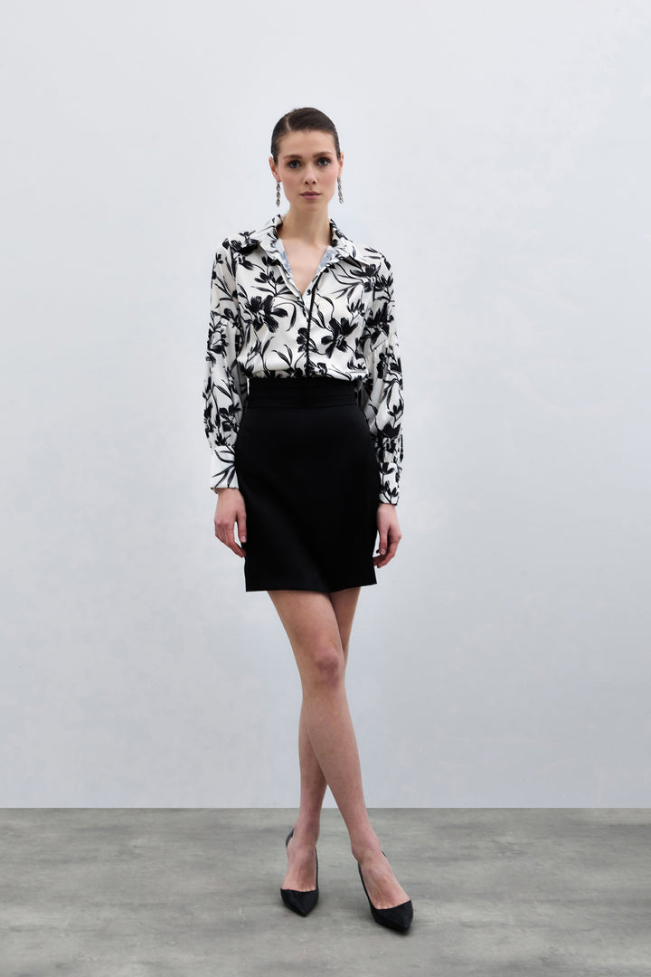 Sateen Chemise Noire Perle - Noir
