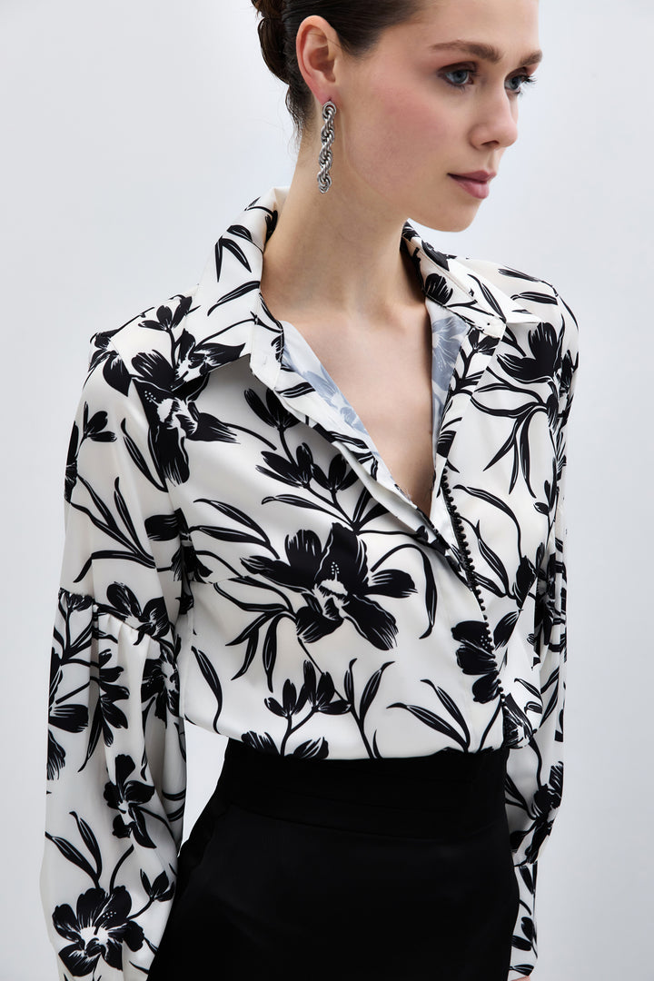 Sateen Chemise Noire Perle - Noir