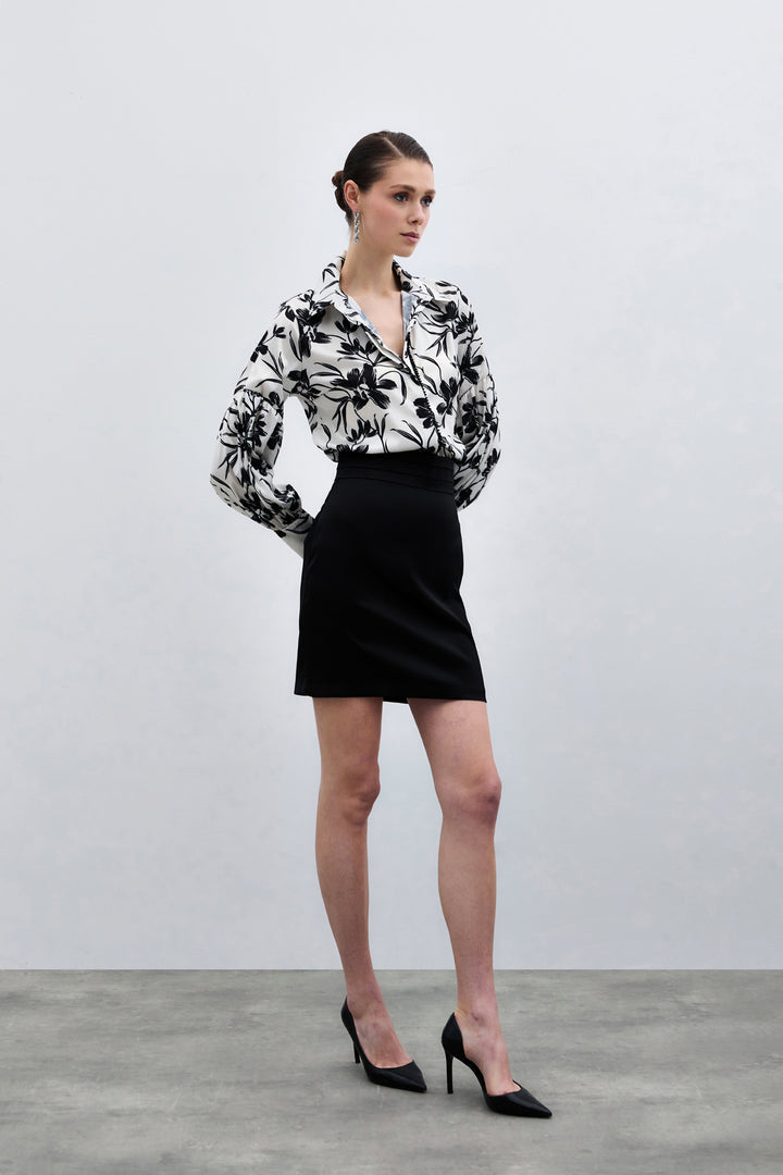 Sateen Chemise Noire Perle - Noir