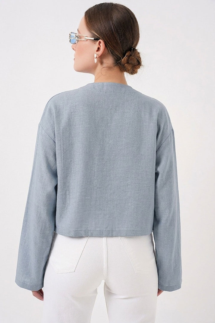 Bigdart Kimono en lin à nouer devant 960 - açik Bleu