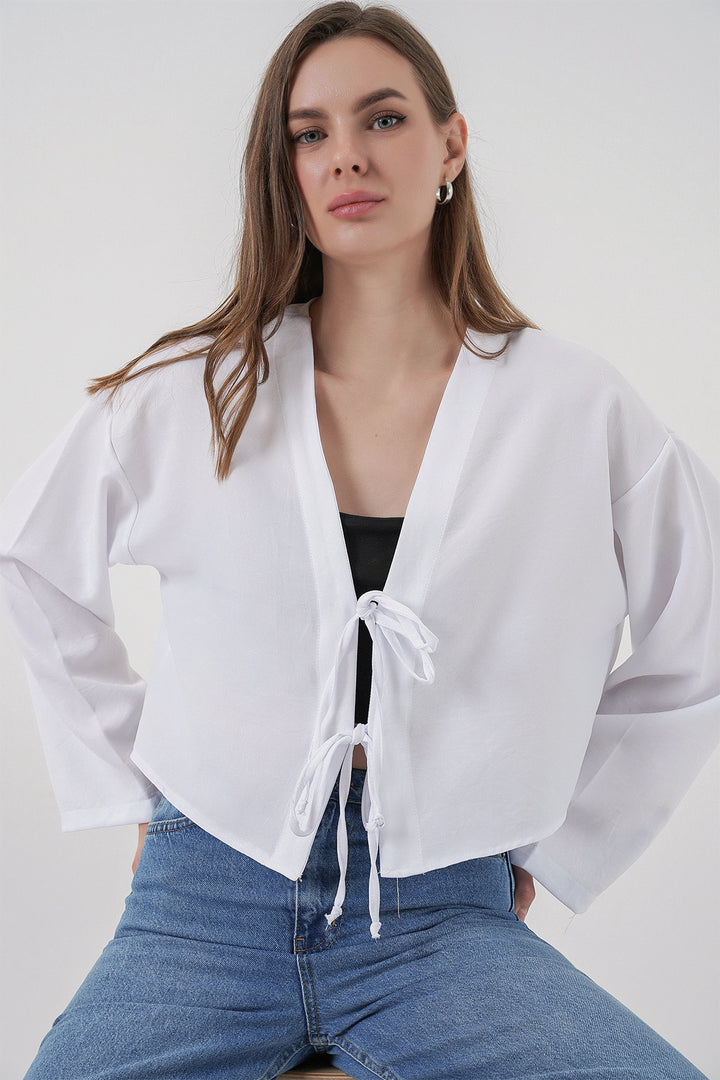 Bigdart Kimono en lin à nouer 960 - Blanc