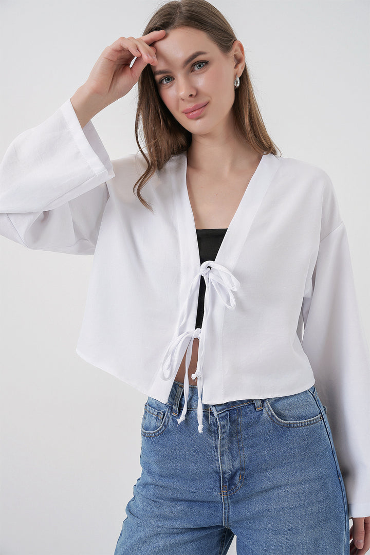 Bigdart Kimono en lin à nouer 960 - Blanc