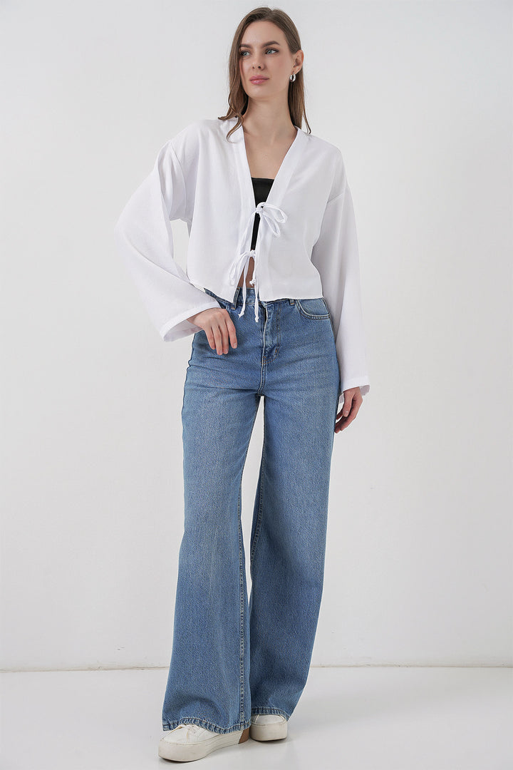 Bigdart Kimono en lin à nouer 960 - Blanc