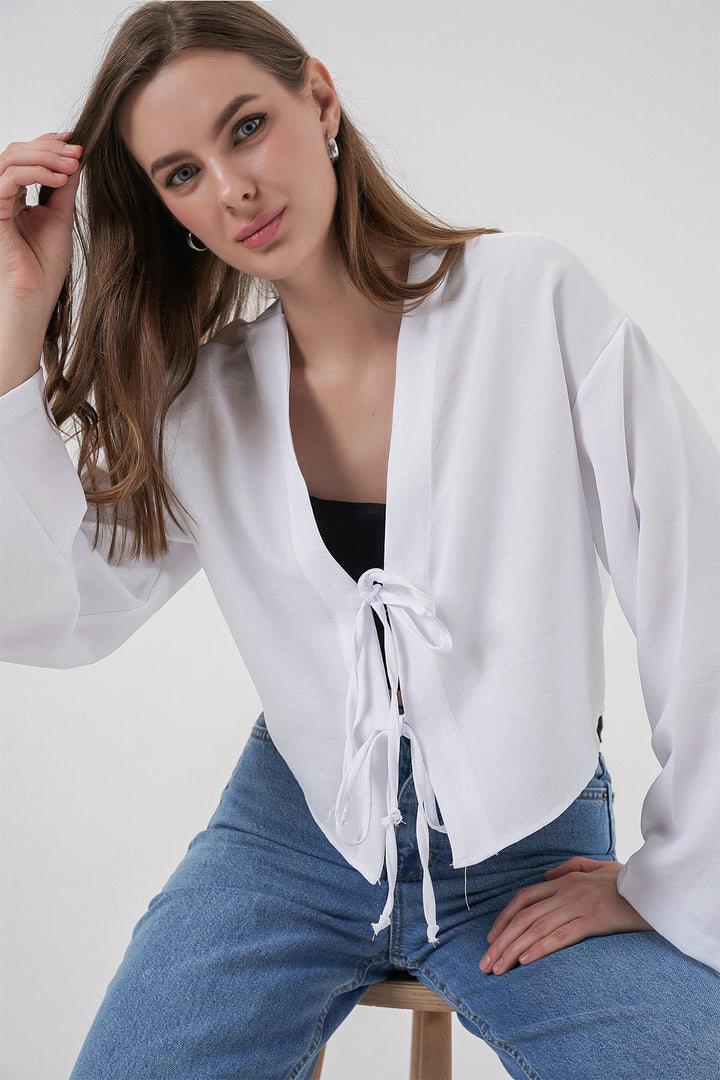 Bigdart Kimono en lin à nouer 960 - Blanc