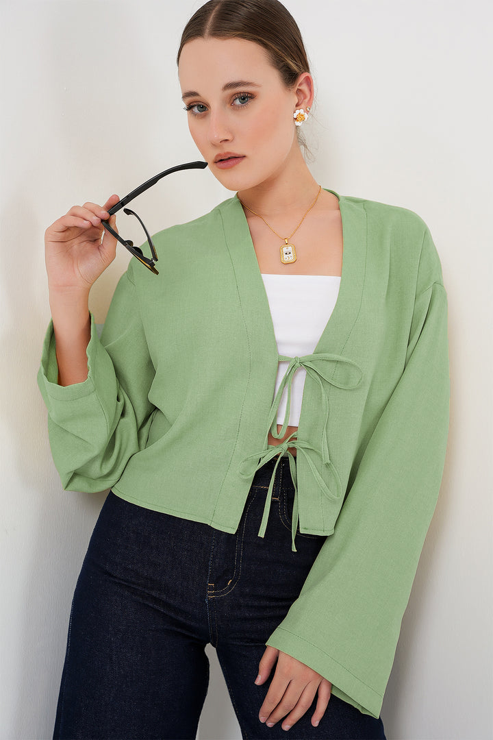 Bigdart Kimono en lin à nouer devant 960 - Vert clair