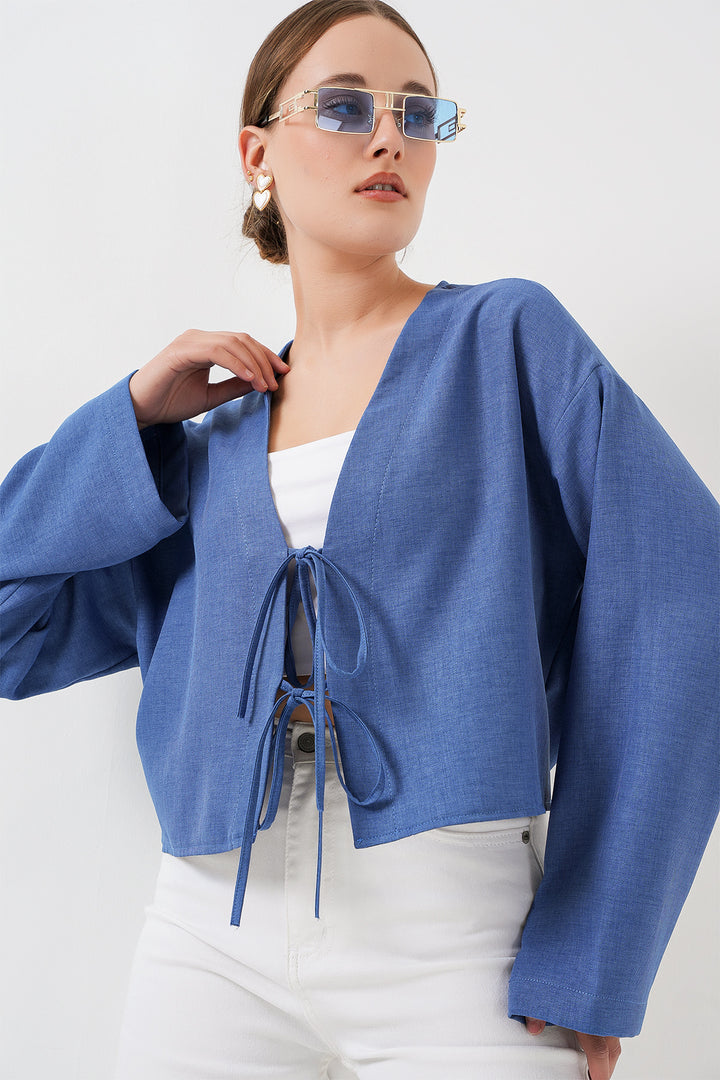 Bigdart Kimono en lin à nouer à l'avant 960 - Indigo