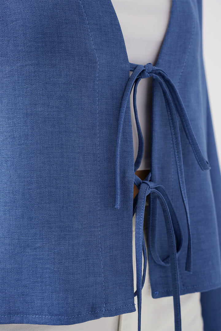 Bigdart Kimono en lin à nouer à l'avant 960 - Indigo