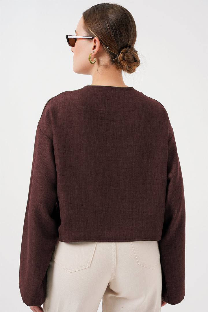 Bigdart Kimono en lin à nouer devant 960 - Marron