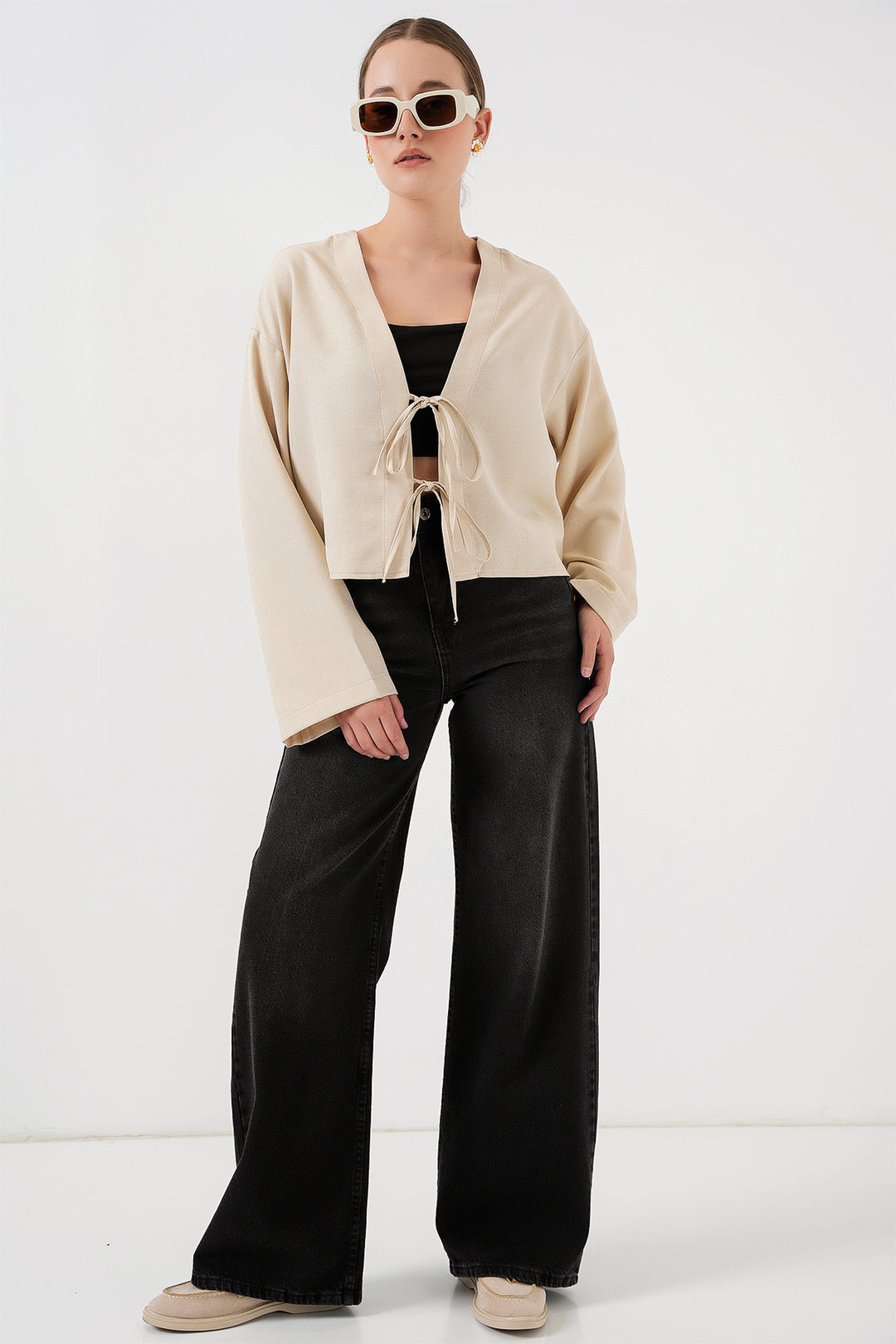 Bigdart Kimono en lin à nouer 960 - Crème