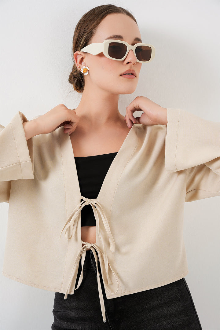 Bigdart Kimono en lin à nouer 960 - Crème