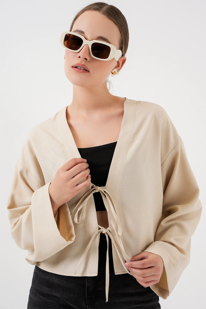 Bigdart Kimono en lin à nouer 960 - Crème