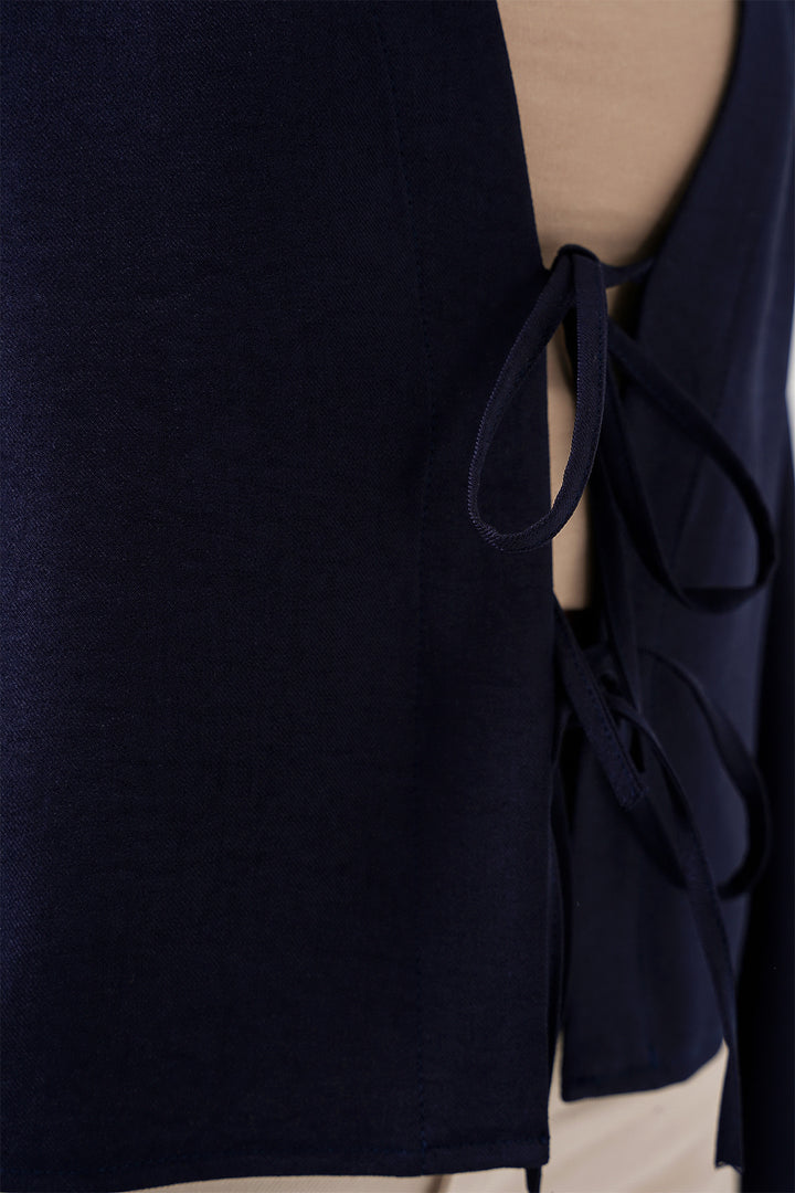 Bigdart Kimono en lin à nouer à l'avant 960 - Bleu marine