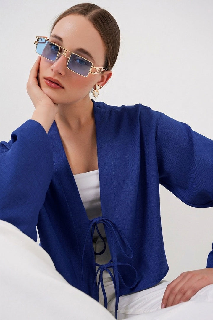 Bigdart Kimono en lin à nouer devant 960 - Bleu roi