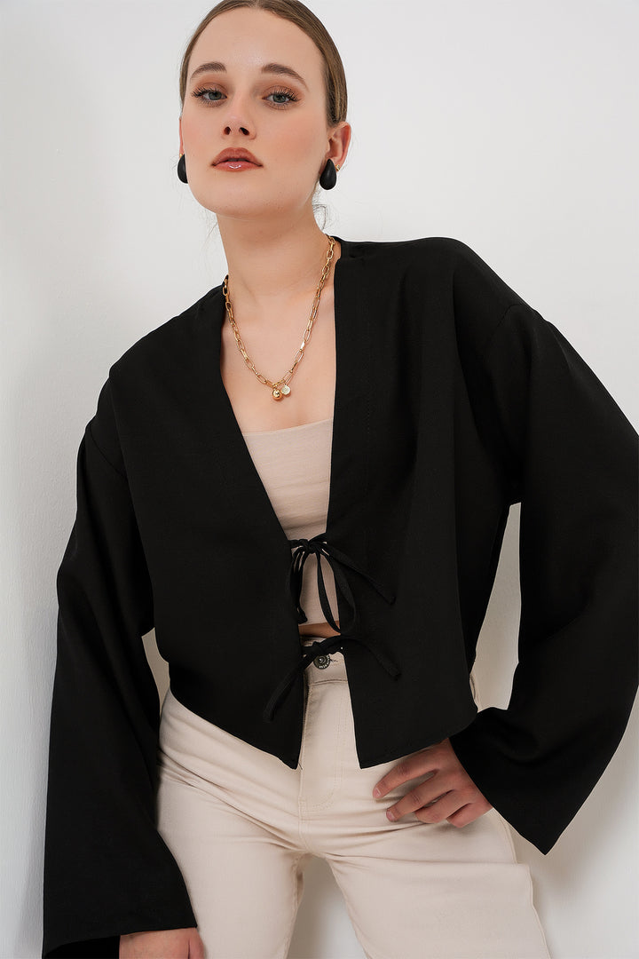 Bigdart Kimono en lin à nouer 960 - Noir
