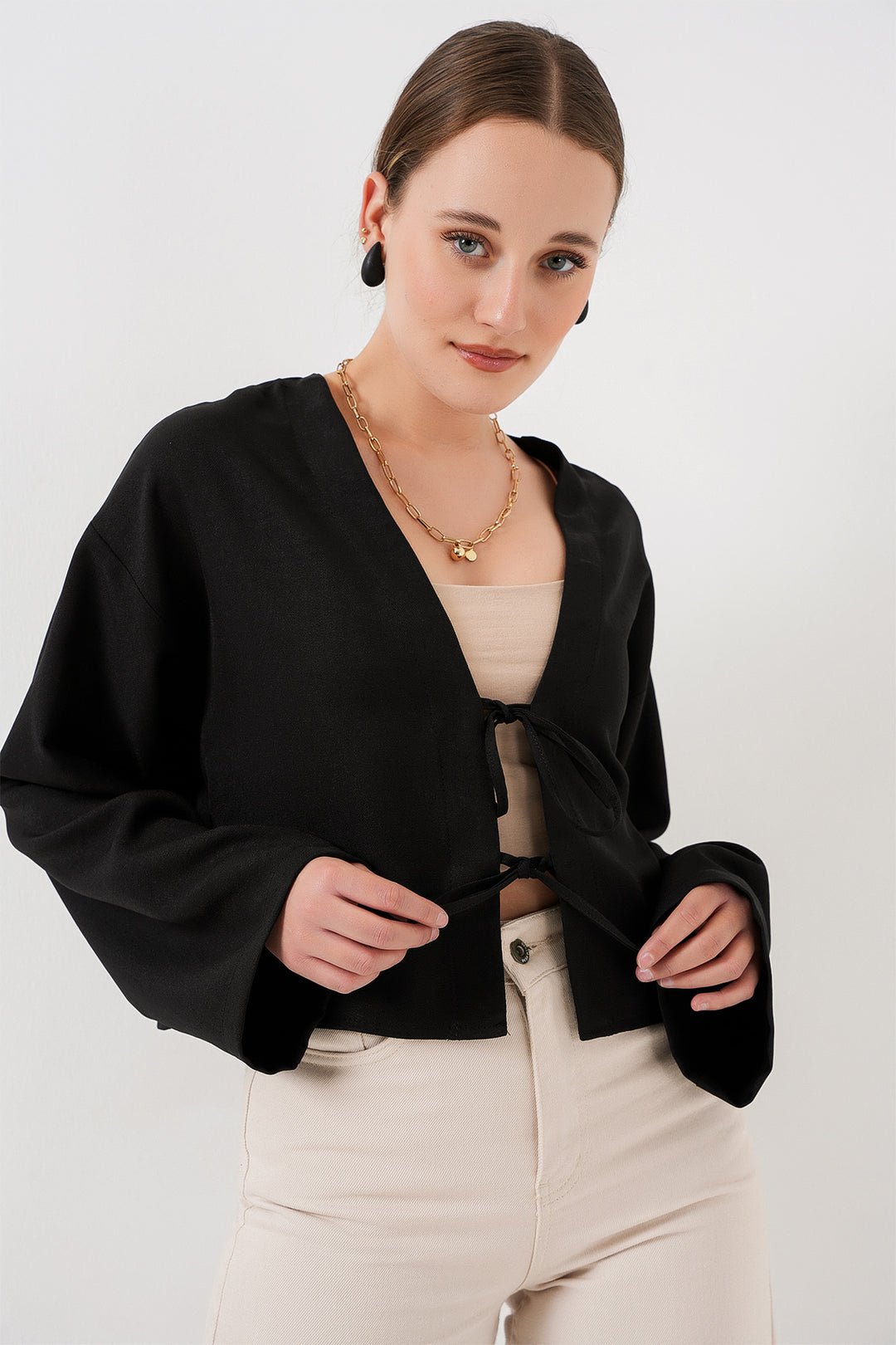 Bigdart Kimono en lin à nouer 960 - Noir